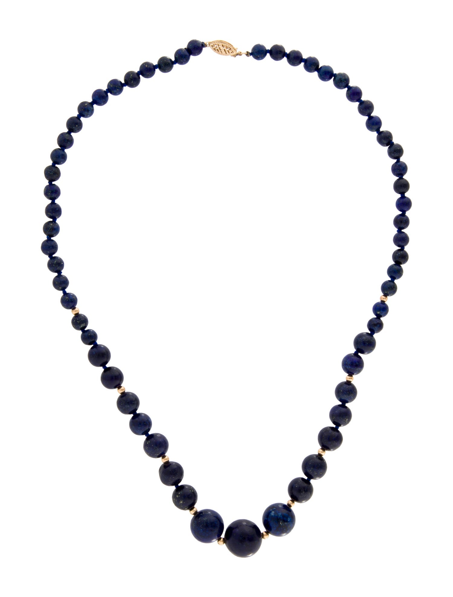 Necklace 14K Lapis Lazuli Bead Strand Necklace