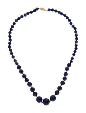 Necklace 14K Lapis Lazuli Bead Strand Necklace