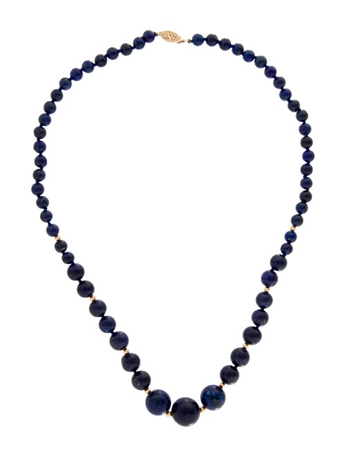 Necklace 14K Lapis Lazuli Bead Strand Necklace