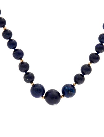 Necklace 14K Lapis Lazuli Bead Strand Necklace