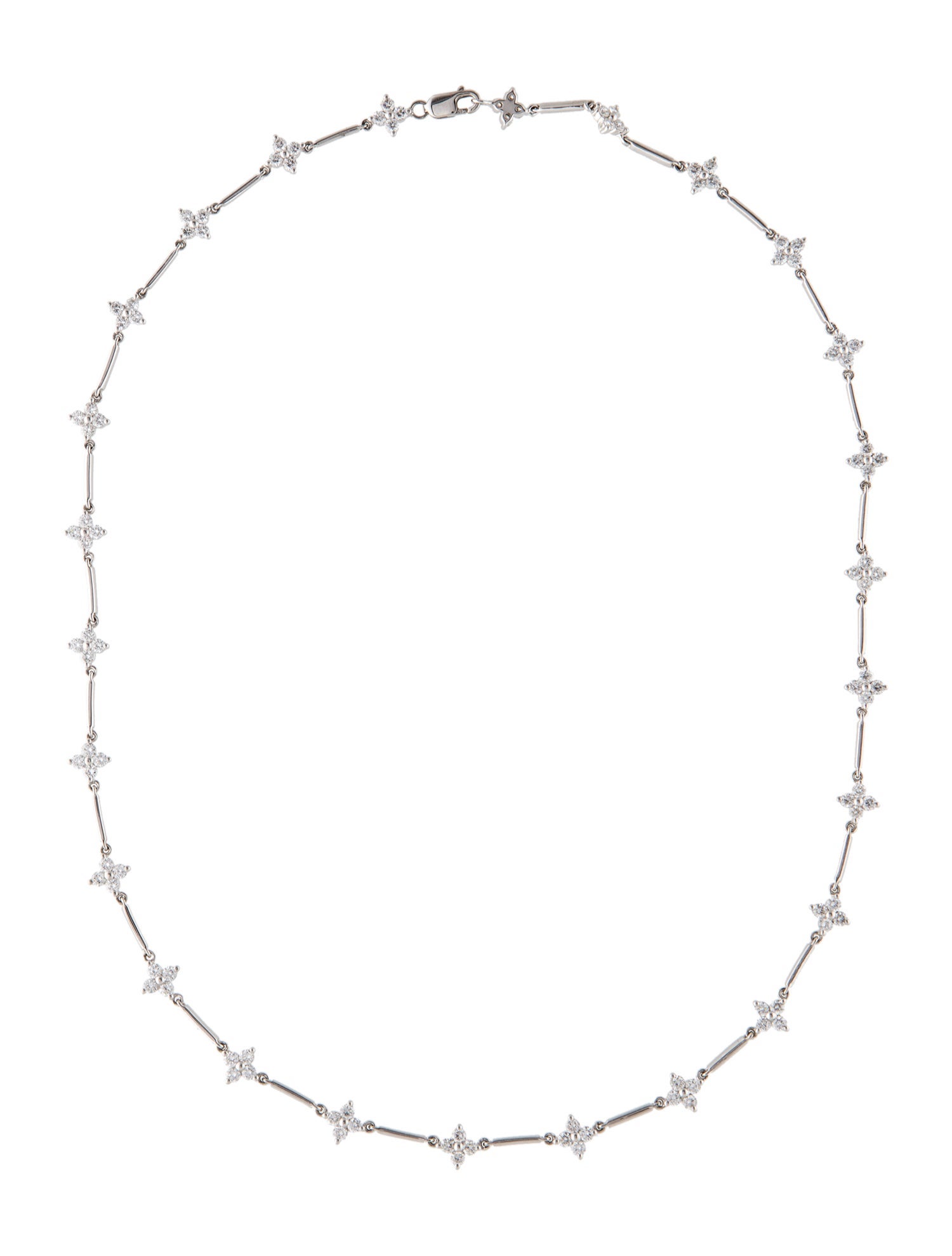 Necklace 14K 3.38ctw Lab-Grown Diamond Flower Station Necklace