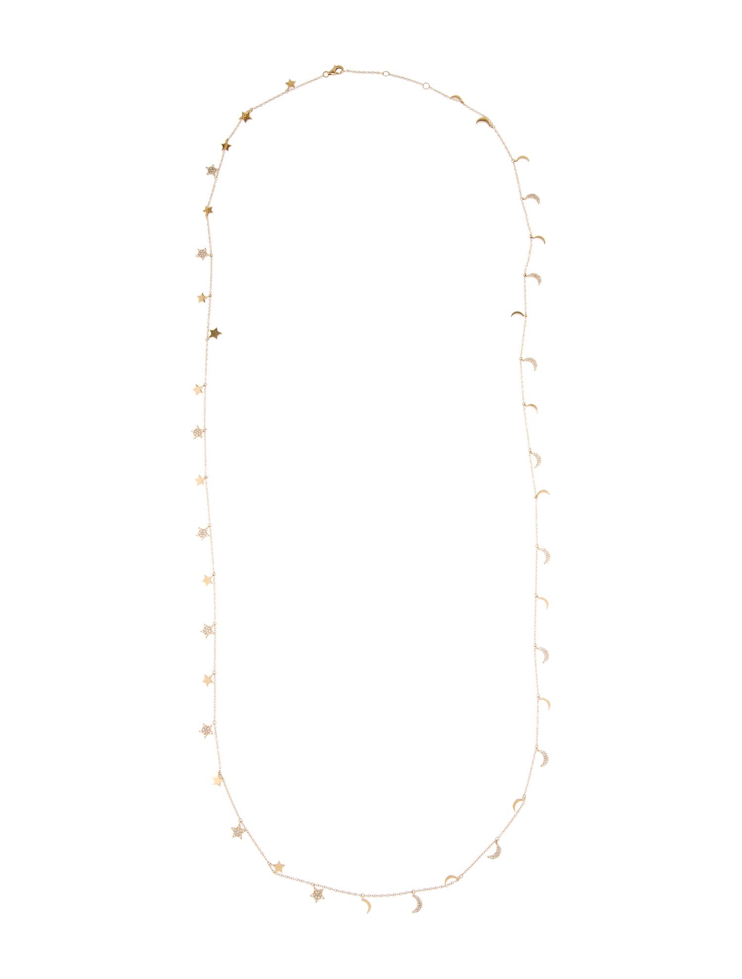 Dilamani 14K Diamond Star & Moon Long Station Necklace