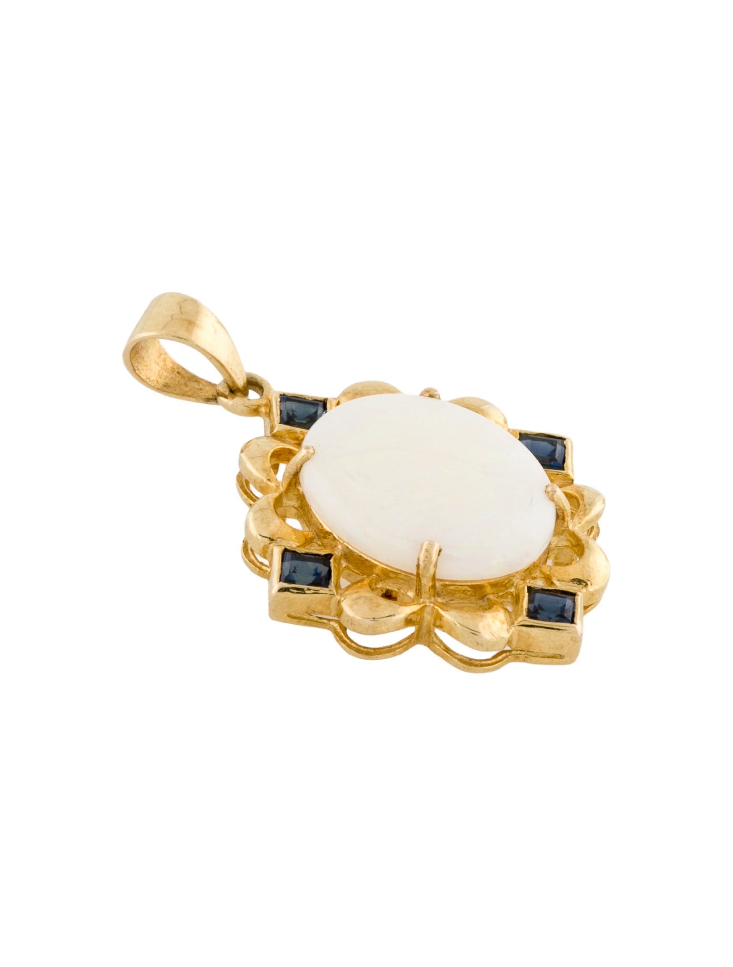 Necklace 14K Opal & Sapphire Pendant