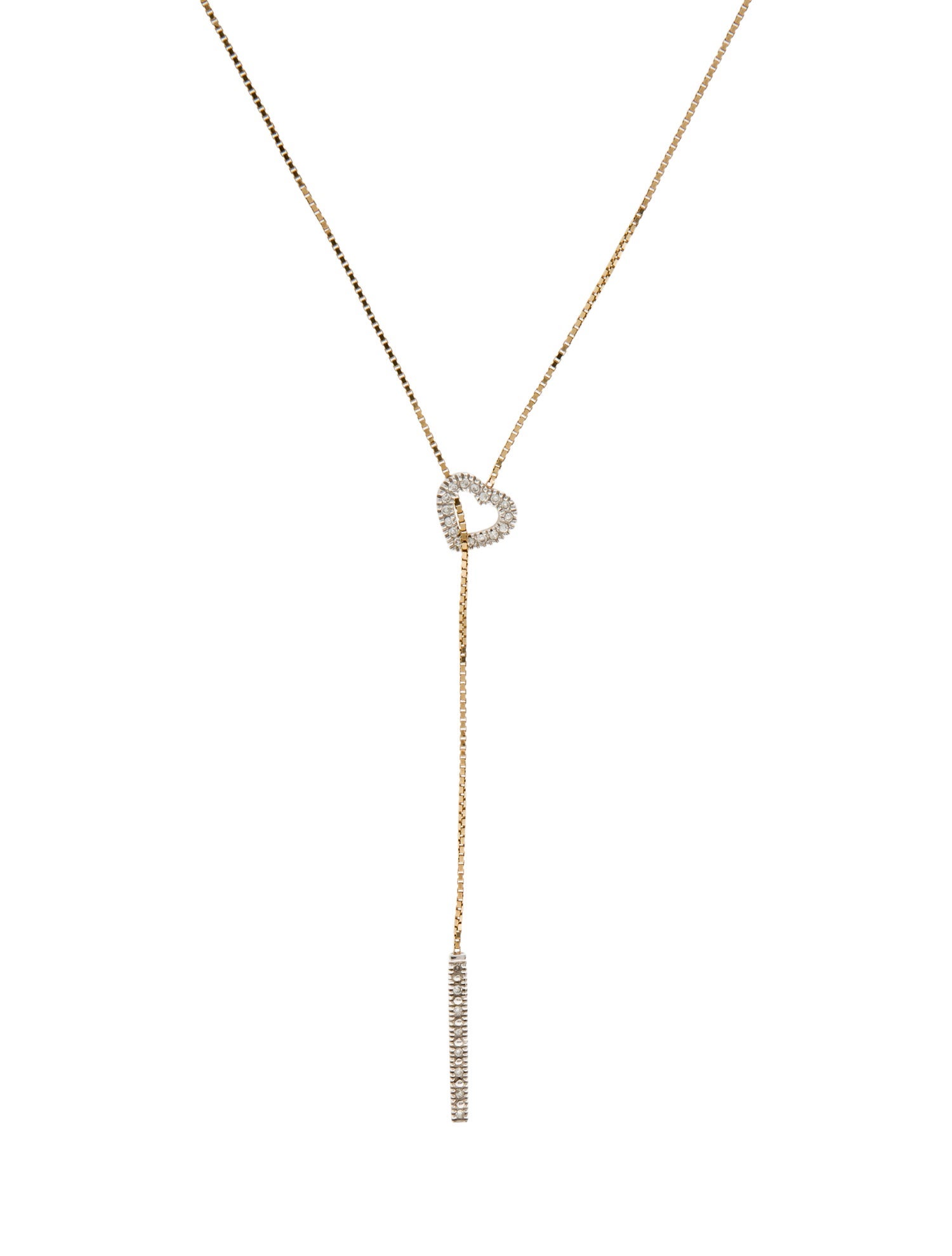 Necklace 14K Diamond Heart Bolo