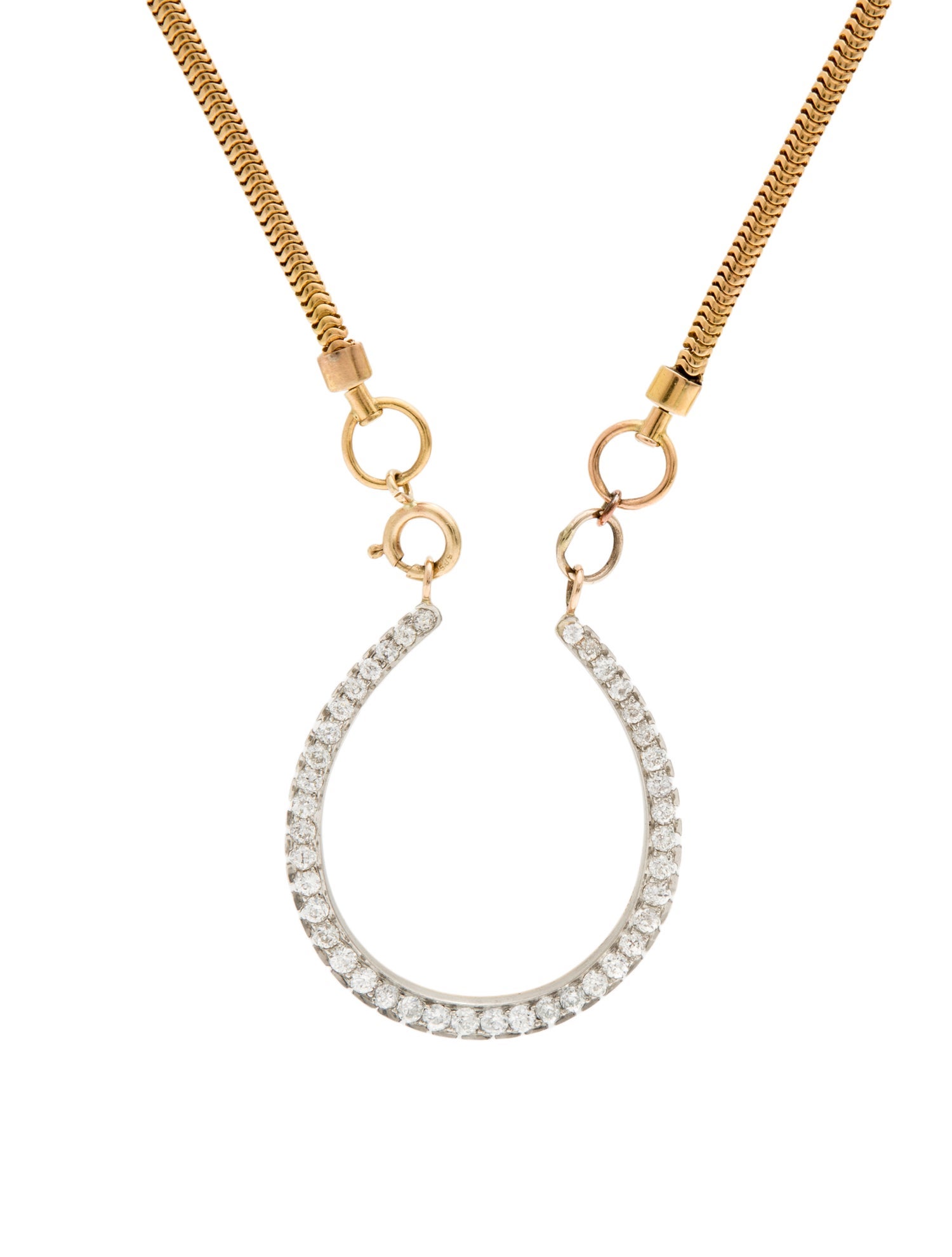 Necklace Two-Tone 2.81ctw Diamond Horseshoe Pendant Necklace