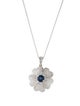 Necklace 18K 1.22ct Sapphire & Diamond Flower Pendant Necklace