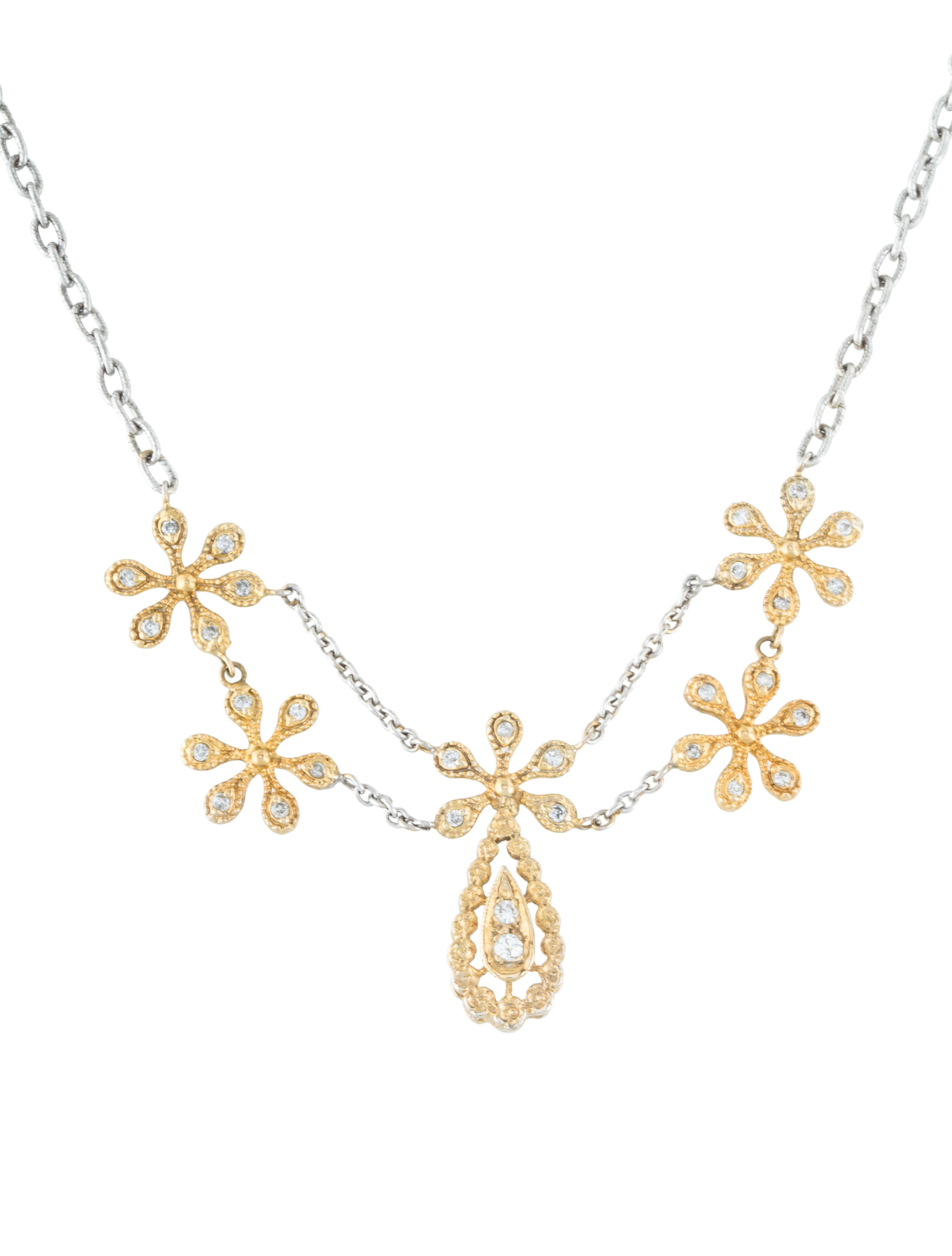 14K TwoTone Diamond Flower Necklace Necklaces NECKL28754 The RealReal