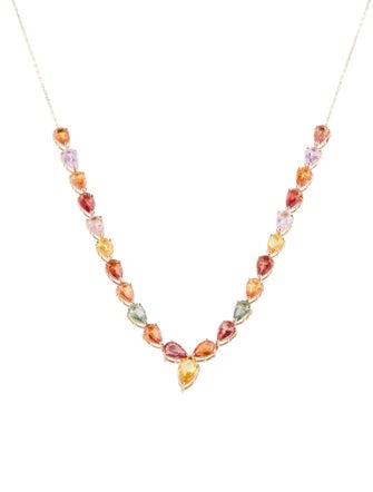 Necklace 14K 5.48ctw Multi-Colored Sapphire Collar Necklace