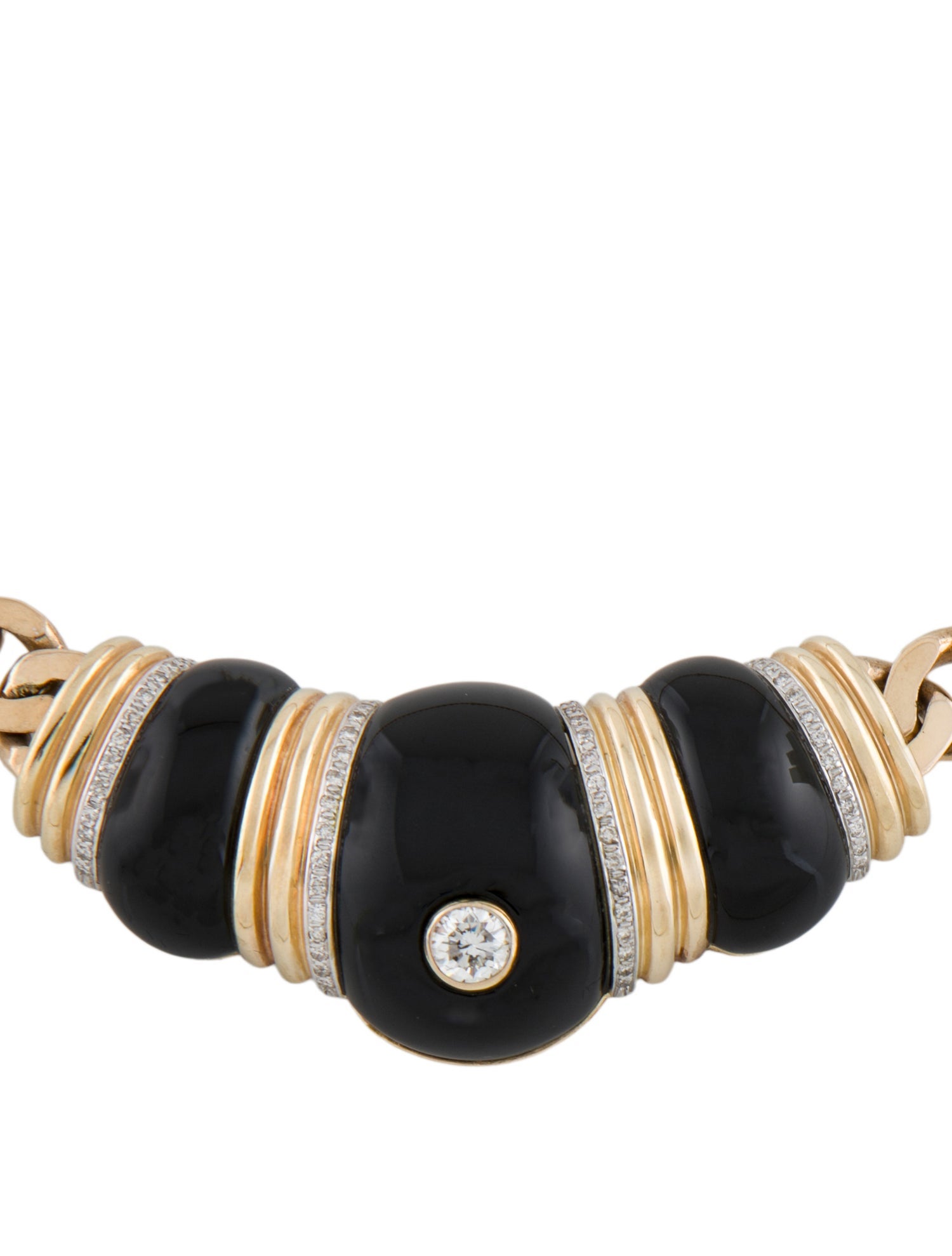 Necklace Vintage 14K Diamond & Onyx Centerpiece Collar