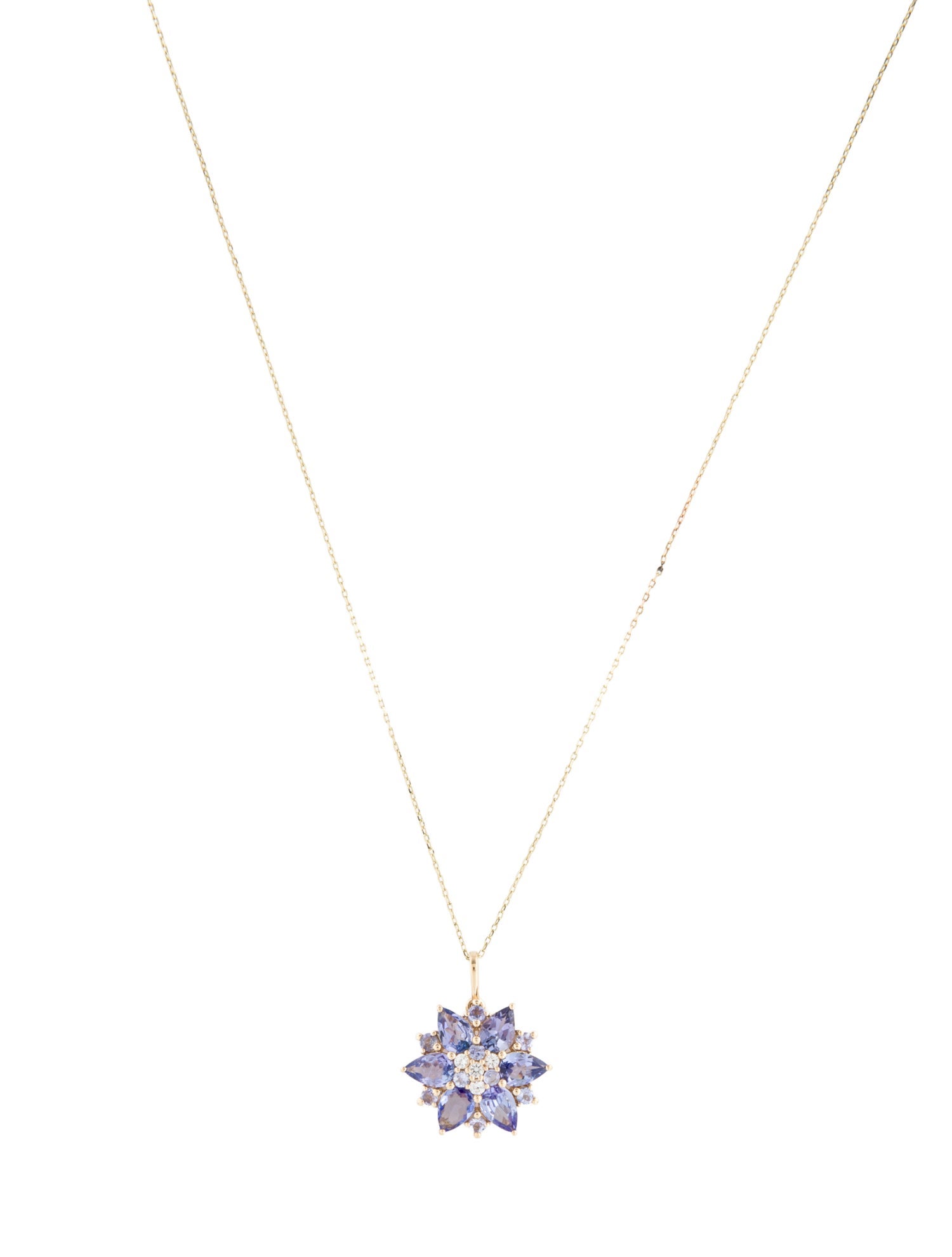 Necklace 14K 1.72ctw Tanzanite & Sapphire Pendant Necklace