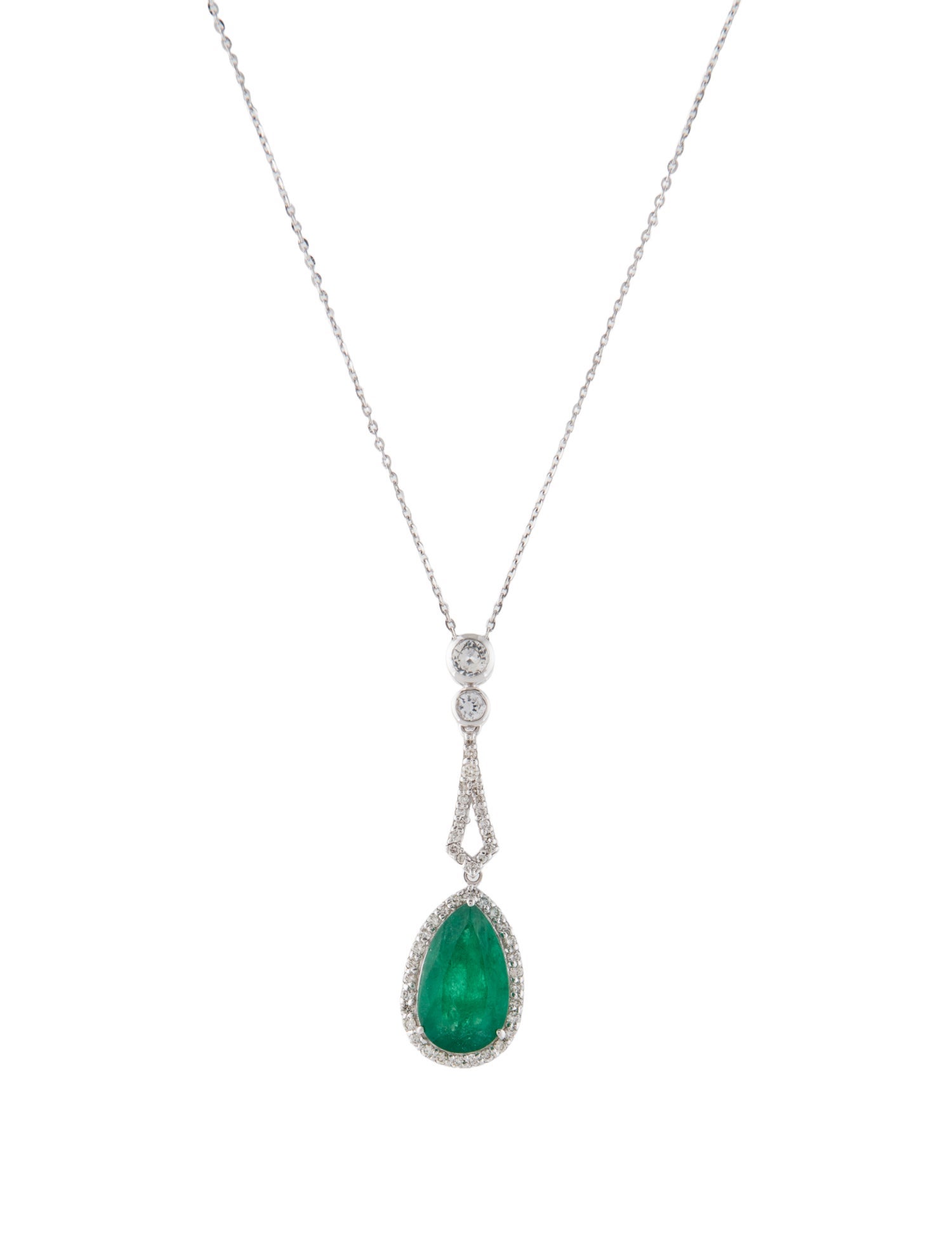 Necklace 14K 2.33ct Emerald, Sapphire & Diamond Pendant Necklace