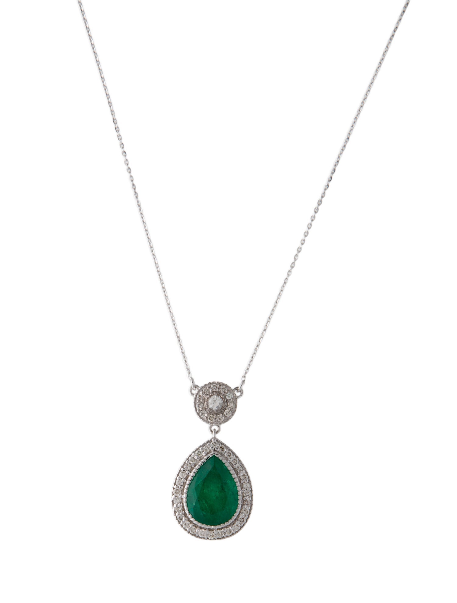 Necklace 14K 5.15ct Emerald, Sapphire & Diamond Pendant Necklace