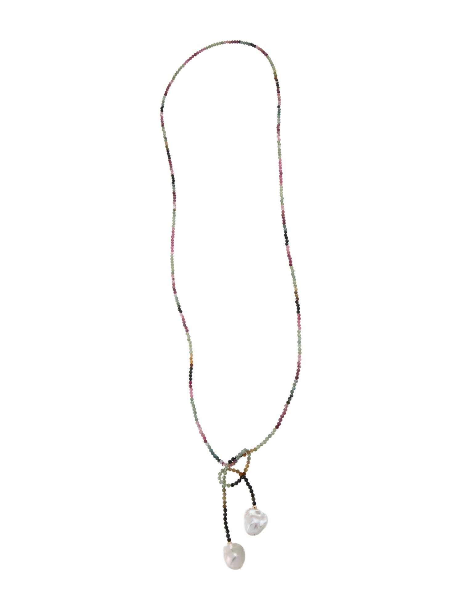 Necklace 14K Pearl, Tourmaline & Apatite Lariat