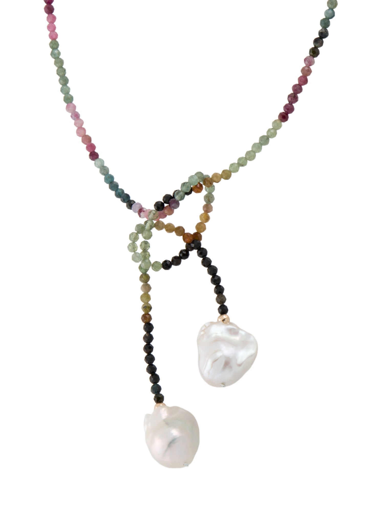 Necklace 14K Pearl, Tourmaline & Apatite Lariat