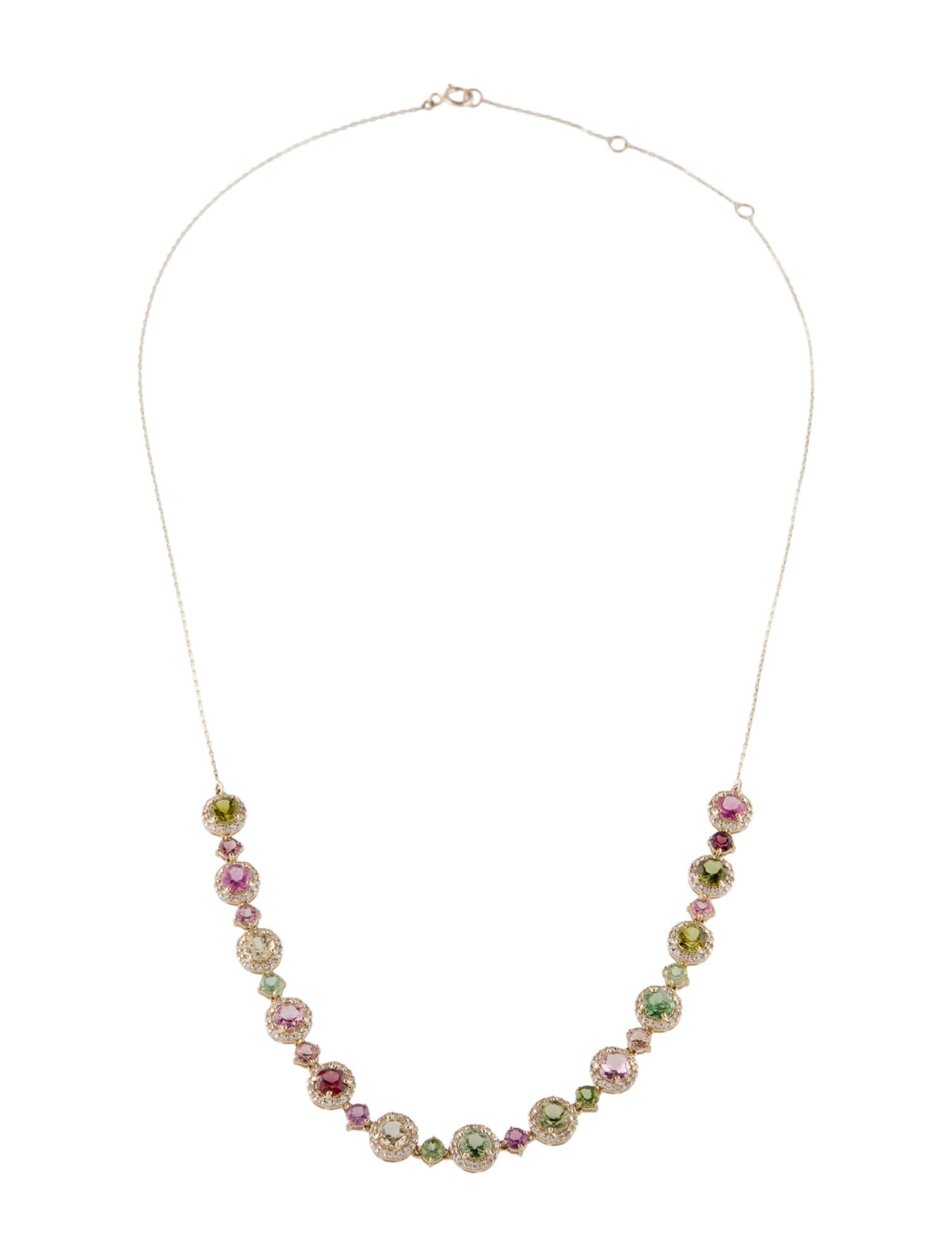 Necklace 14K 3.36ctw Tourmaline, Sapphire & Garnet Collar Necklace