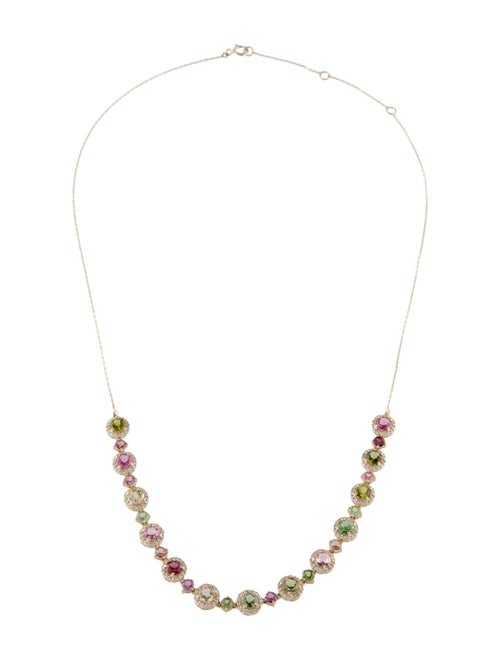 Necklace 14K 3.36ctw Tourmaline, Sapphire & Garnet Collar Necklace