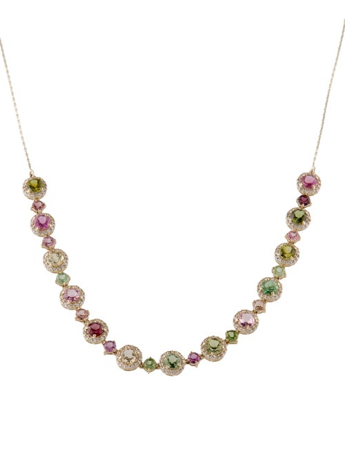 Necklace 14K 3.36ctw Tourmaline, Sapphire & Garnet Collar Necklace