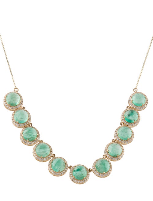Necklace 14K 9.81ctw Emerald & Sapphire Station Necklace