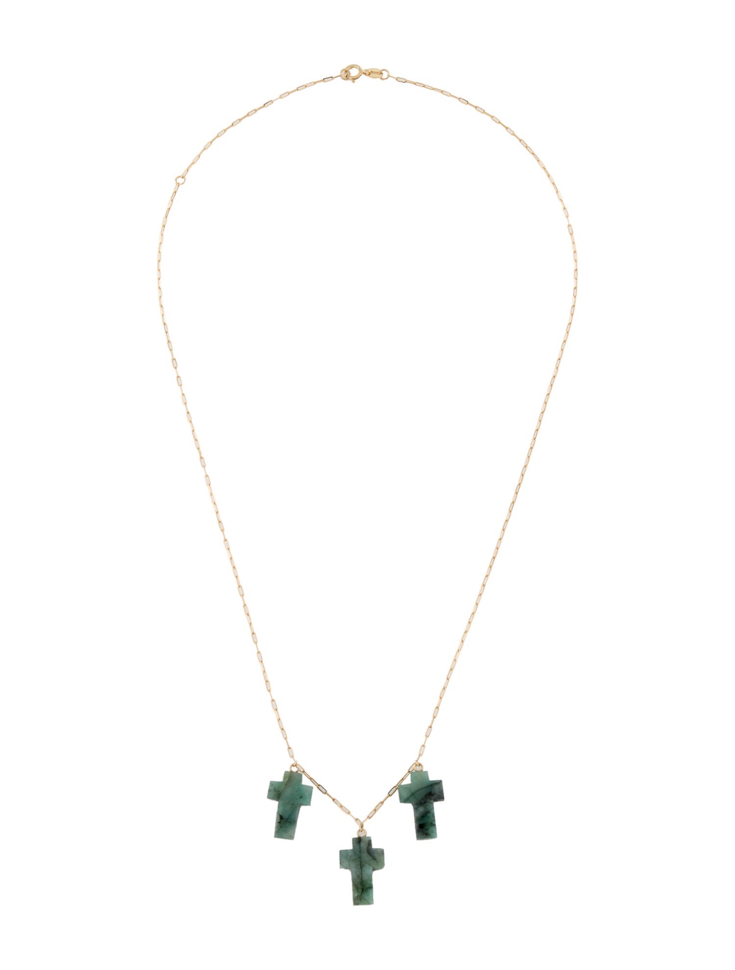 Necklace 14K Emerald Cross Station Necklace