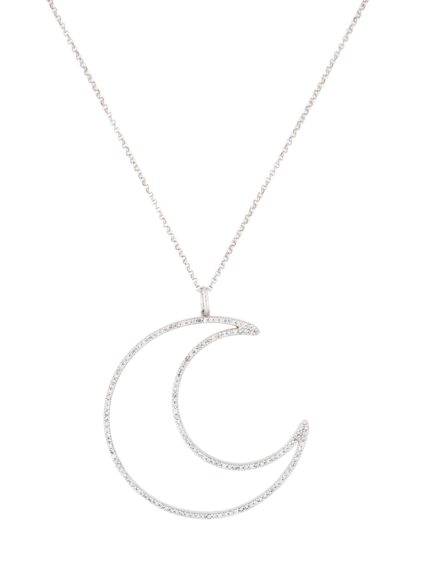 Necklace 14K Diamond Moon Pendant Necklace
