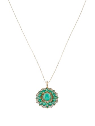 Necklace 14K 1.84ctw Emerald & Sapphire Pendant Necklace