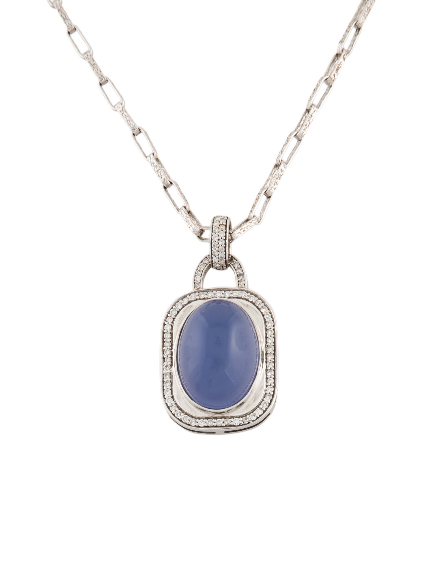 Necklace 14K Chalcedony & Diamond Pendant