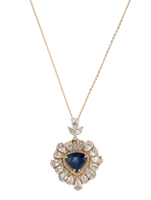 Necklace 14K 5.10ctw Sapphire & Diamond Pendant Necklace