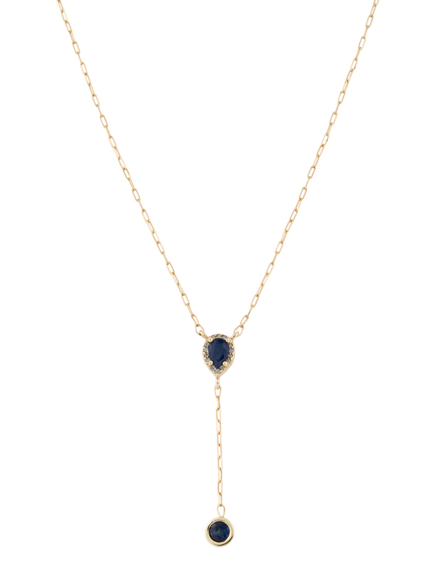 Necklace 14K Sapphire & Diamond Lavalier Necklace