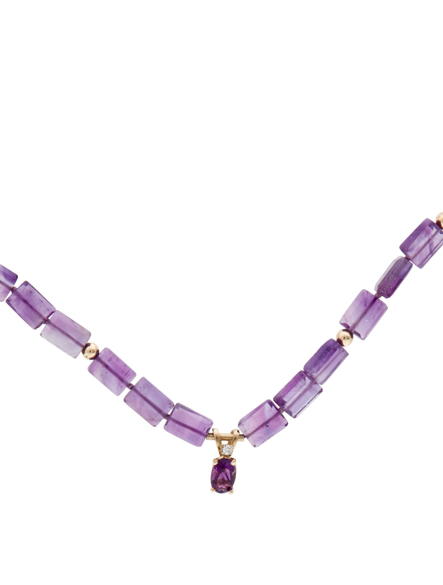 Necklace 14K Amethyst & Diamond Pendant Necklace