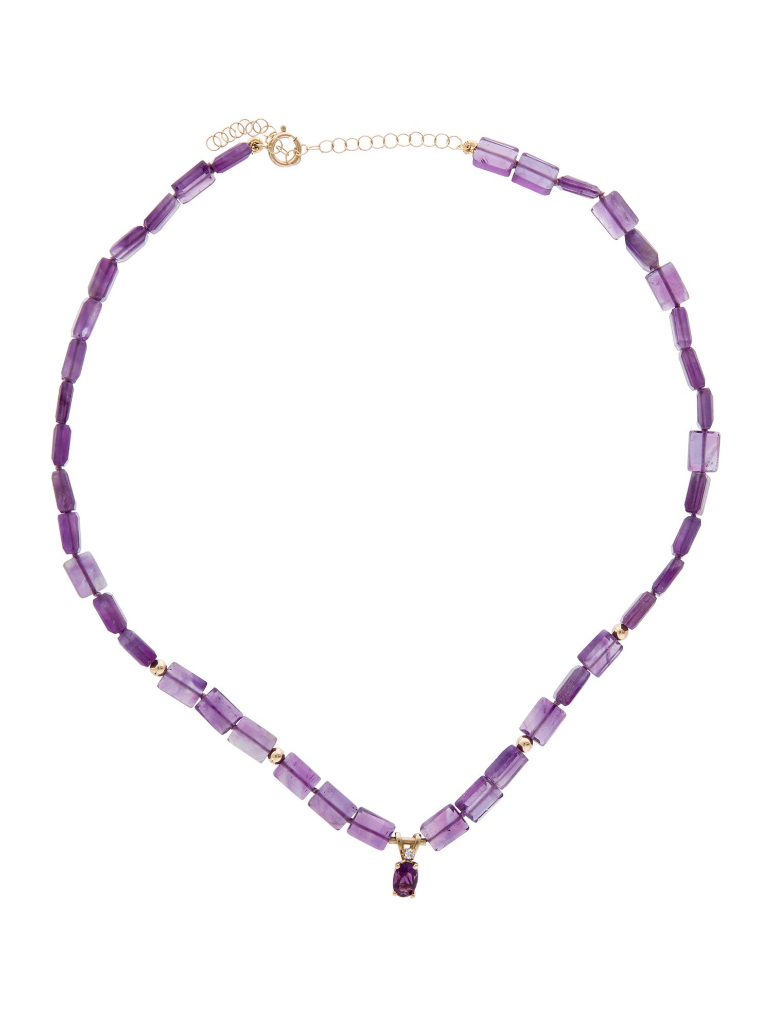 Necklace 14K Amethyst & Diamond Pendant Necklace