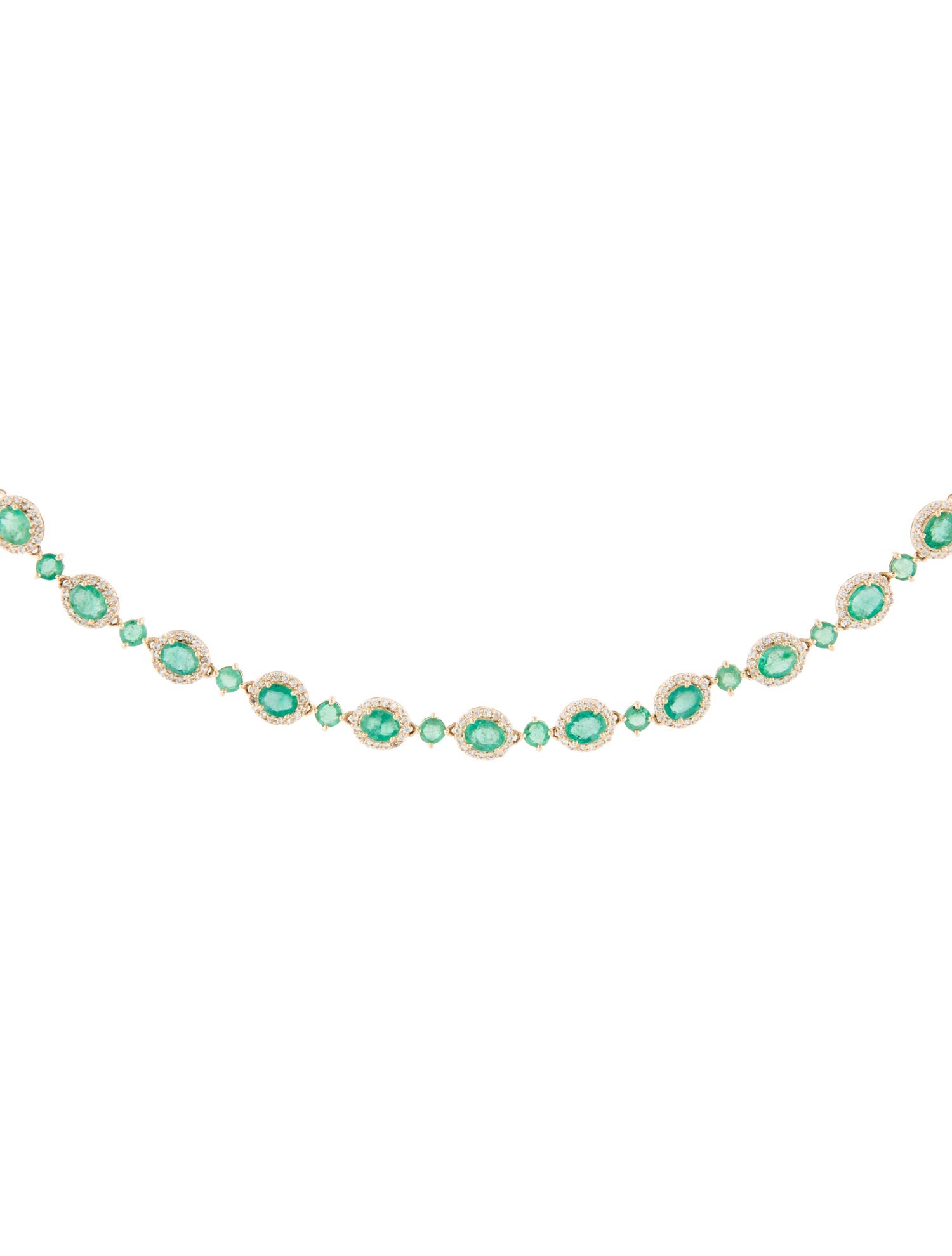 Necklace 14K 2.99ctw Emerald & Sapphire Station Collar Necklace