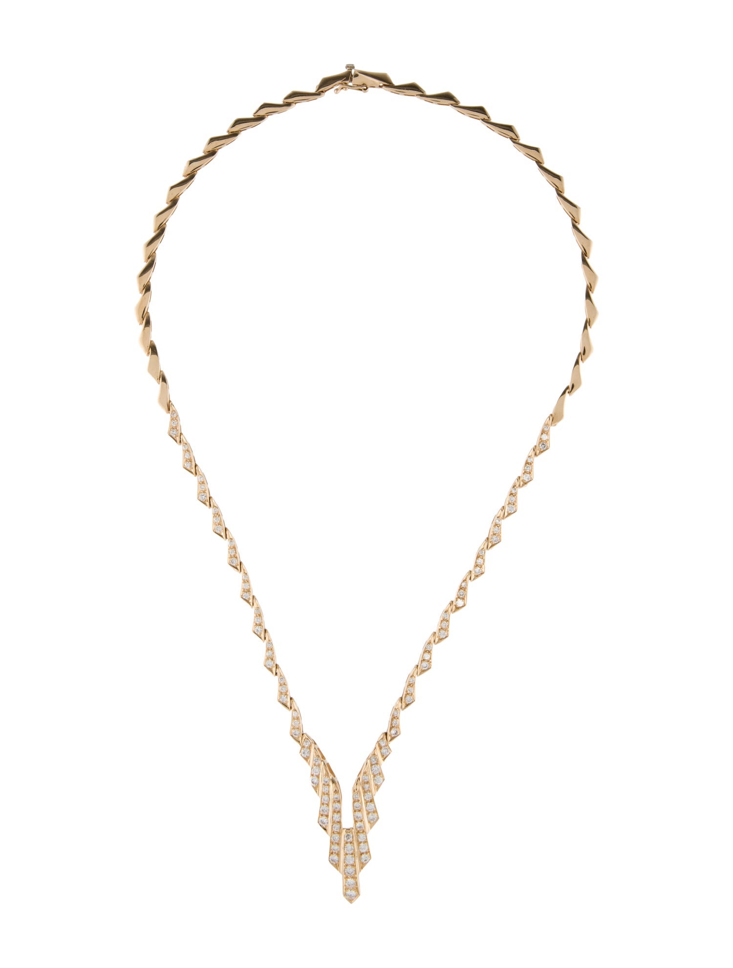 Necklace 14K 1.80ctw Diamond V Collar