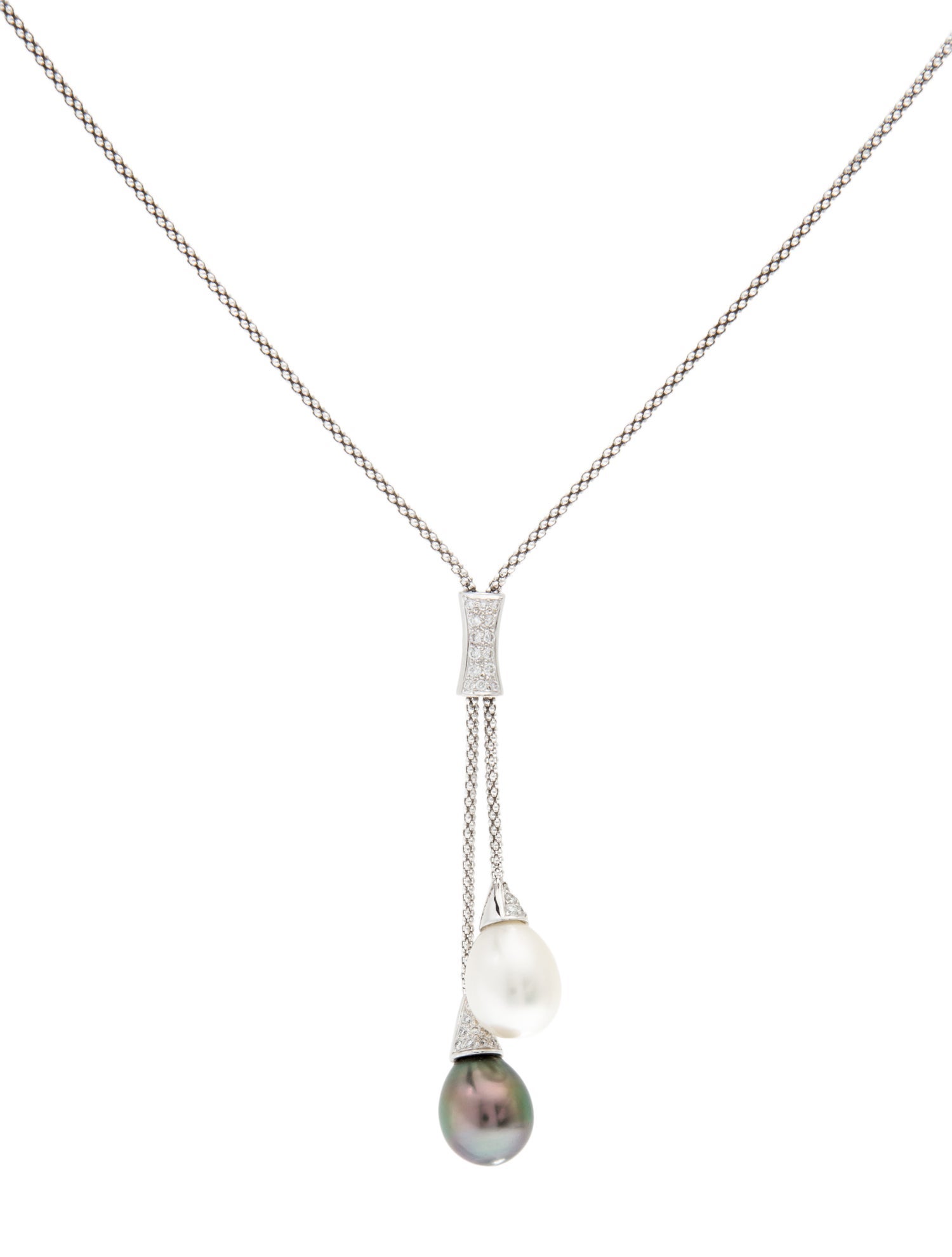 Necklace 18K Pearl & Diamond Lariat
