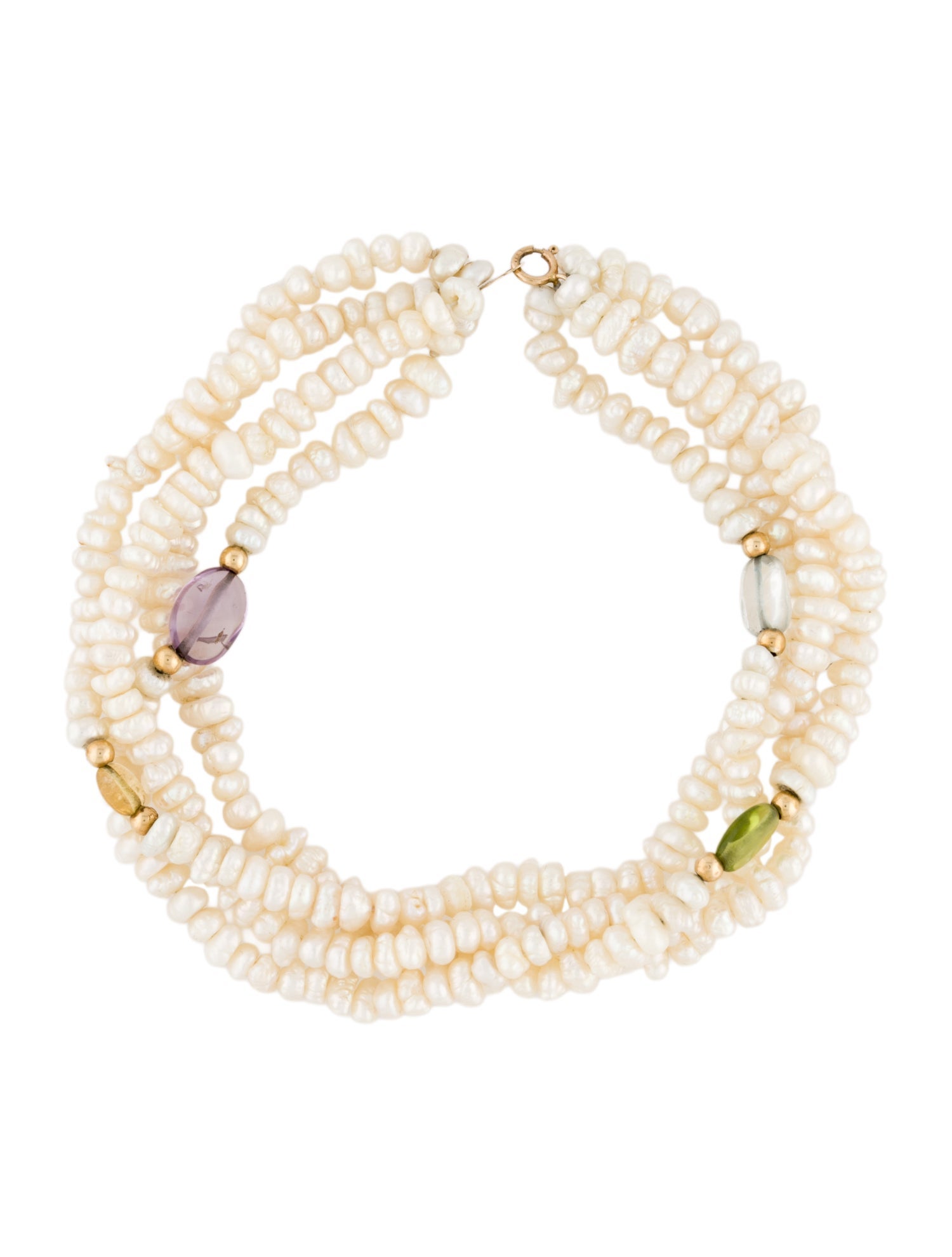 Necklace 14K Pearl & Multistone Bead Bracelet