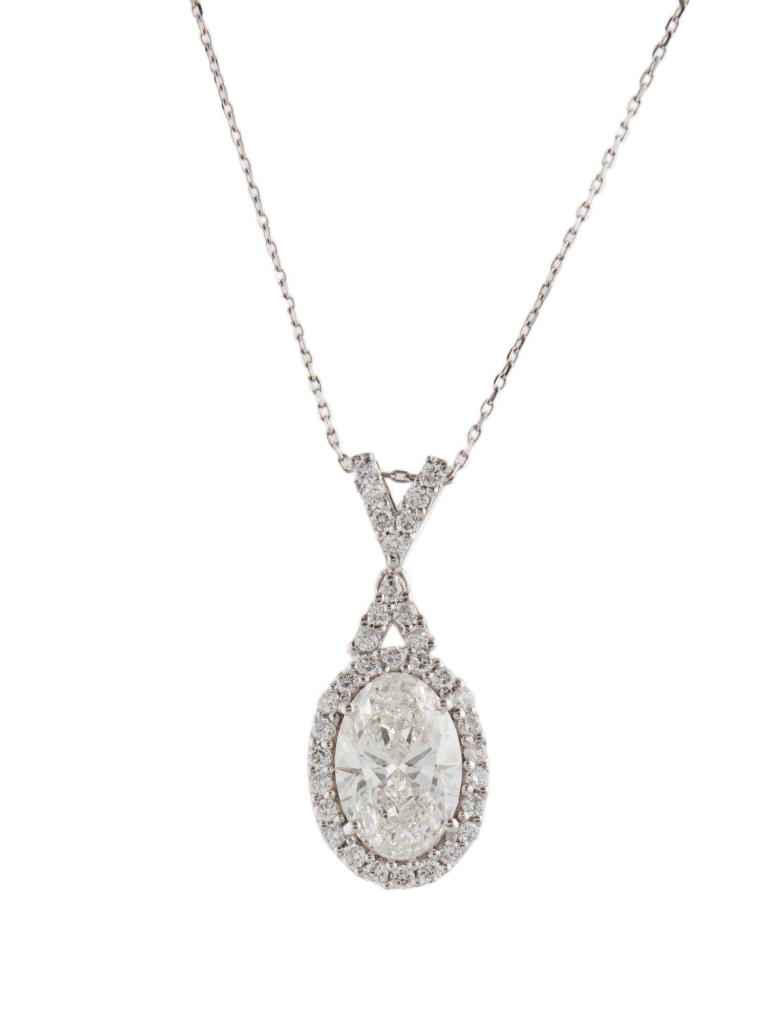 Necklace 14K 2.30ctw Lab-Grown Diamond Halo Pendant Necklace