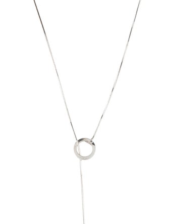Necklace 14K Open Circle & Bar Lavalier Necklace