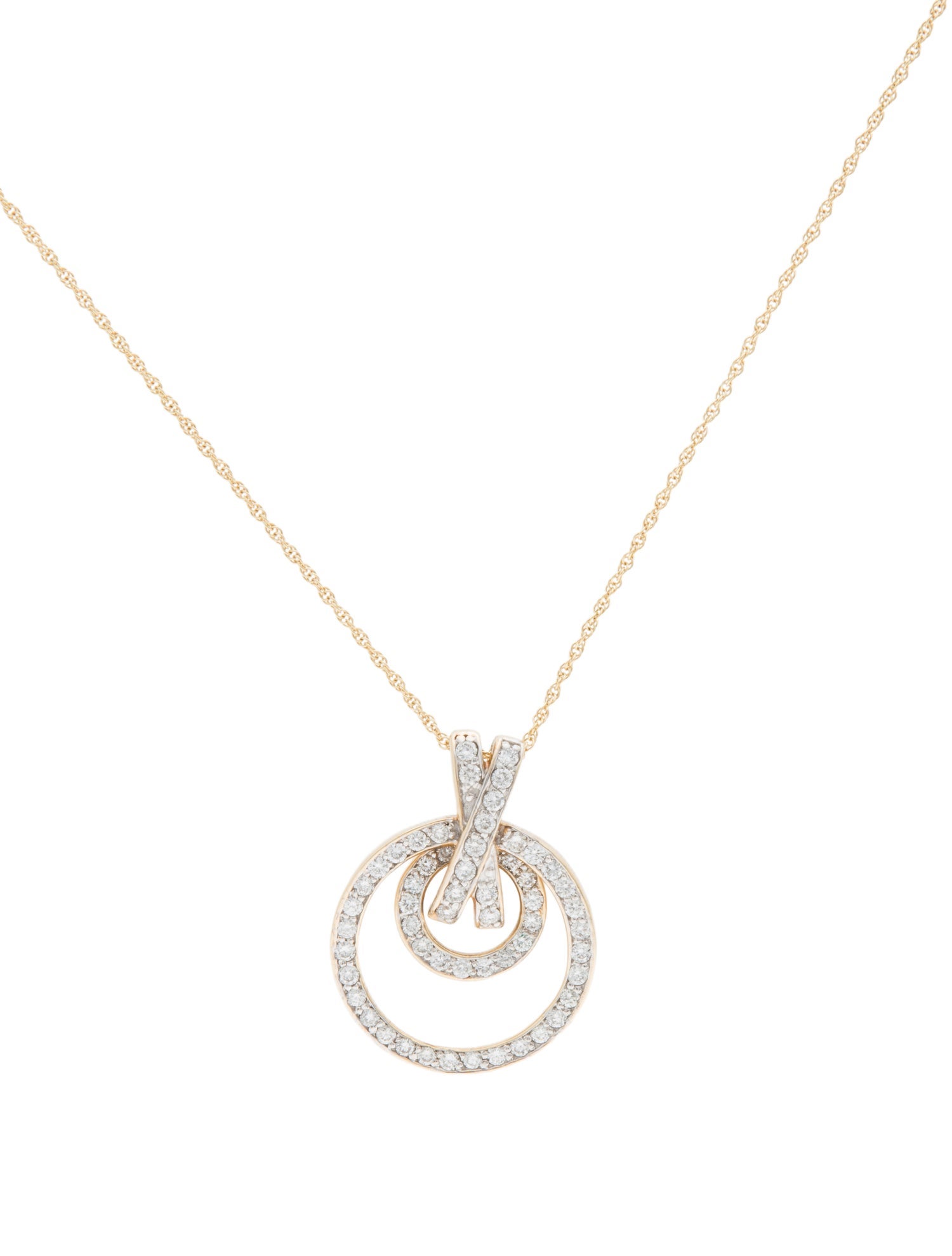 Necklace 14K 1.10ctw Diamond Circle Pendant Necklace - Pendant Necklace ...