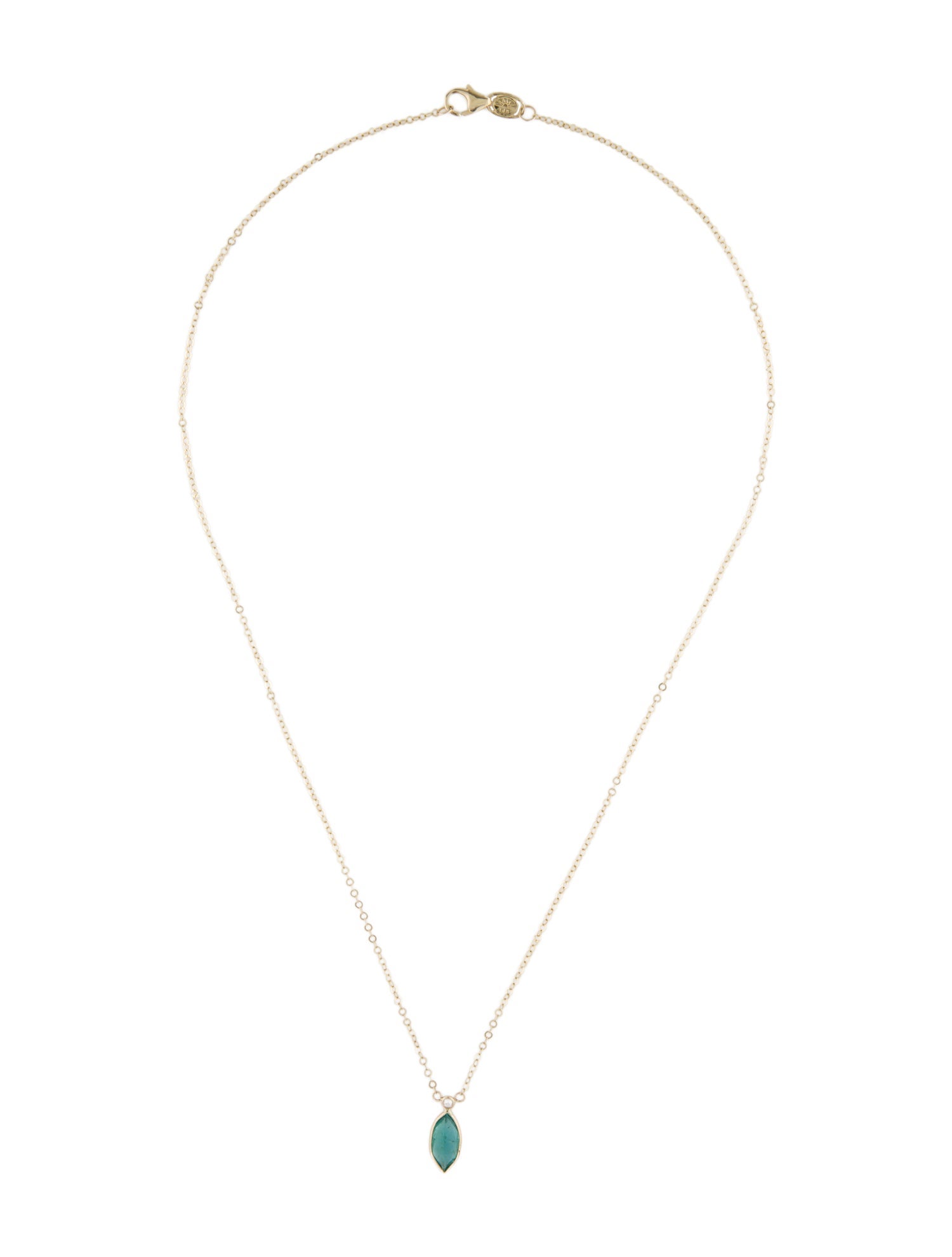 Necklace 14K Emerald & Diamond Pendant Necklace