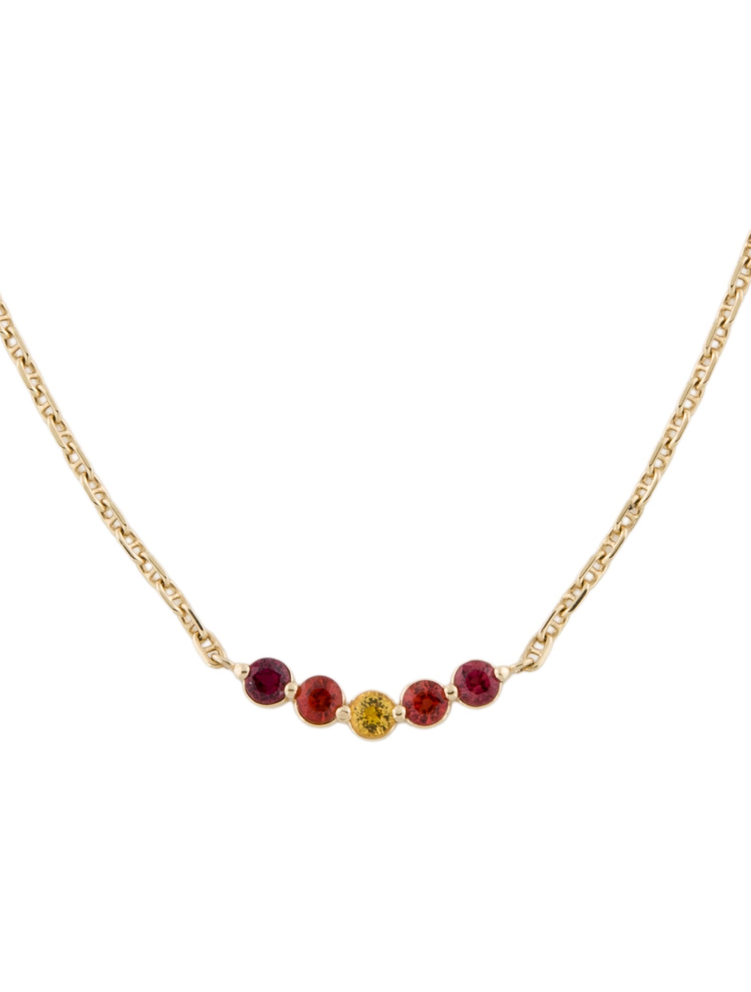 Necklace 14K Sapphire Curved Bar Pendant Necklace