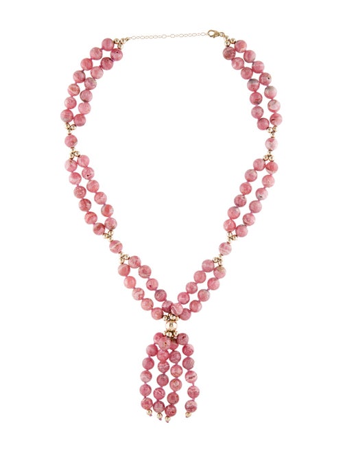 Necklace 14K Rhodochrosite Bead Tassel Necklace
