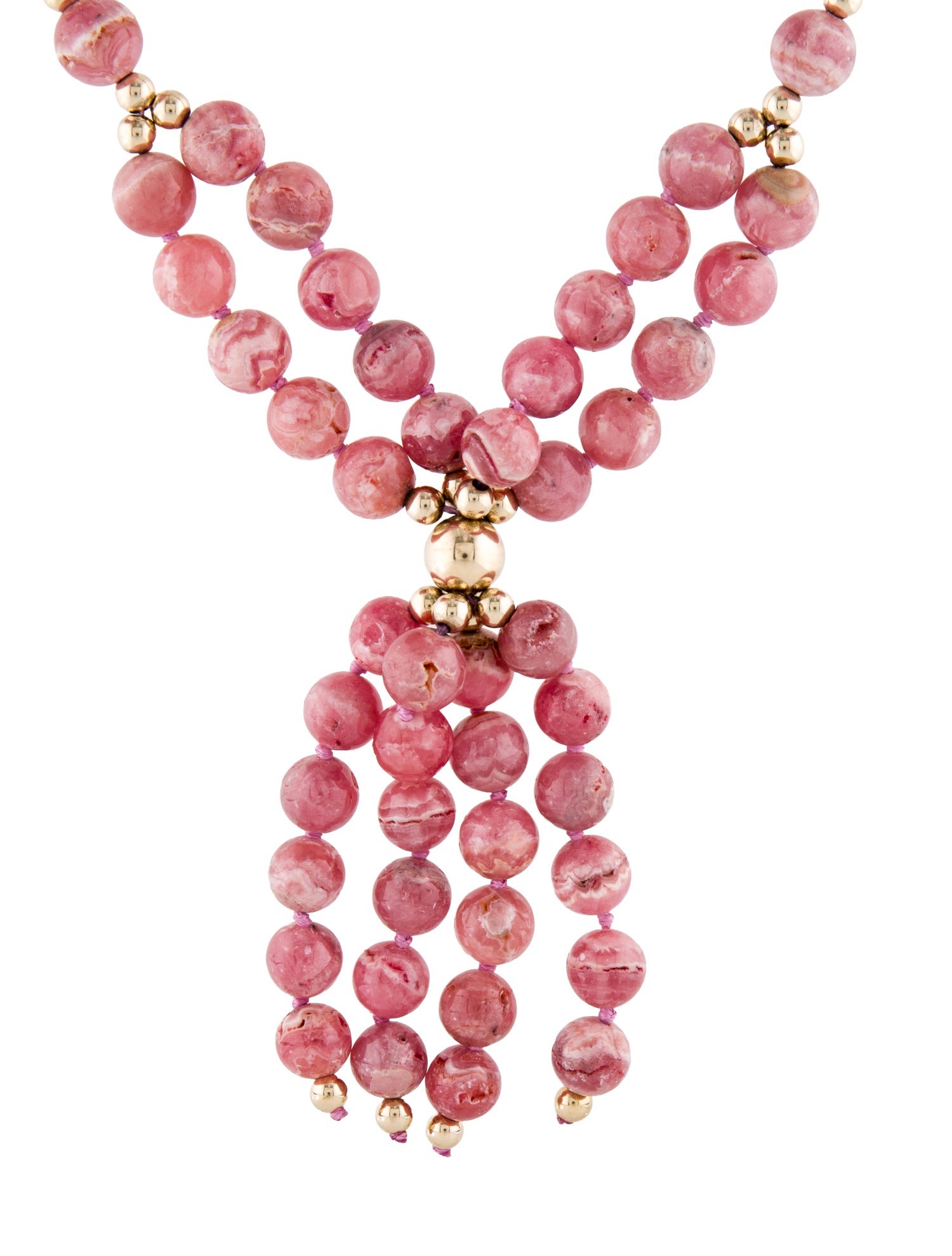 Necklace 14K Rhodochrosite Bead Tassel