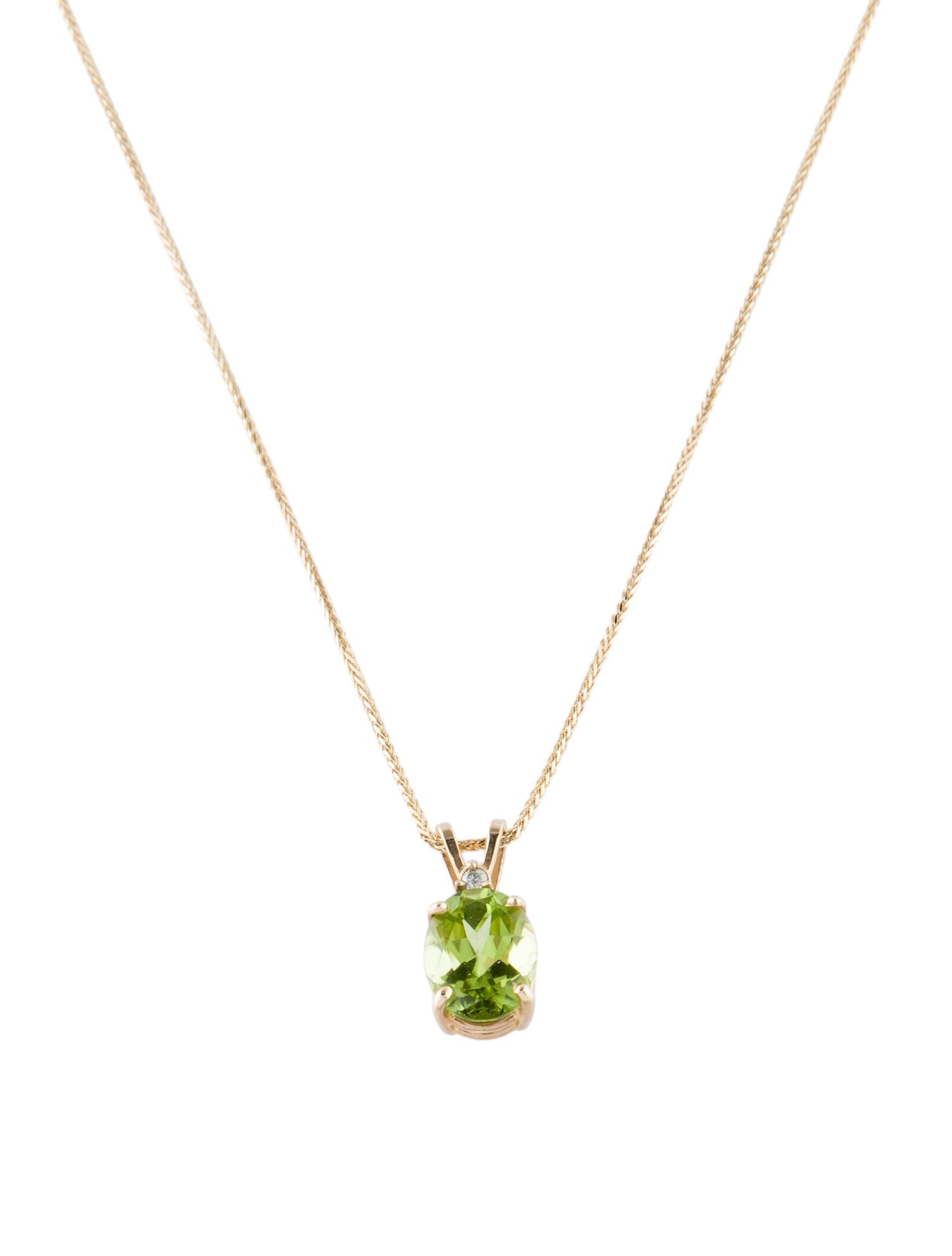 Necklace 14K 2.02ct Peridot & Diamond Pendant Necklace