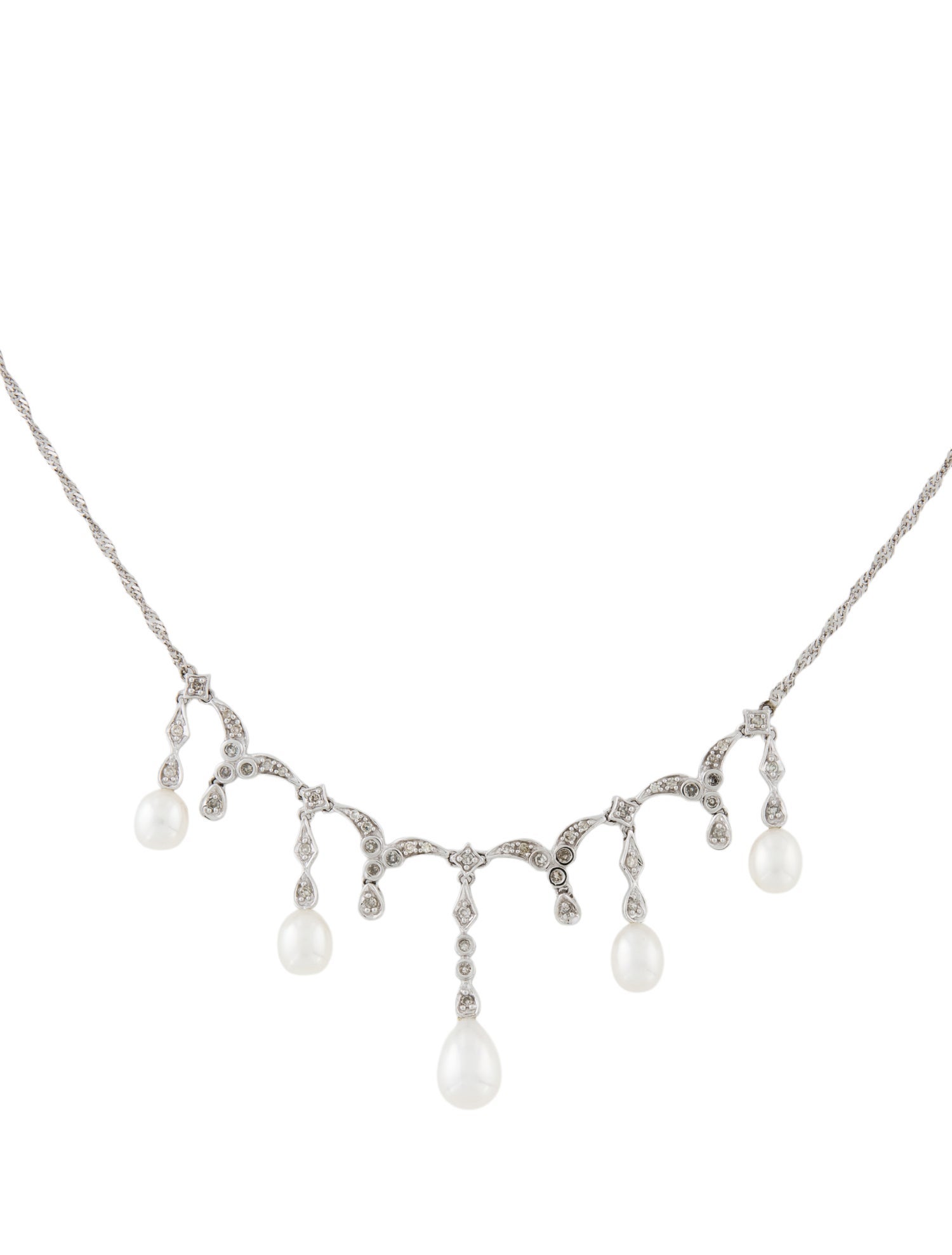 Necklace 14K Pearl & Diamond Collar Necklace