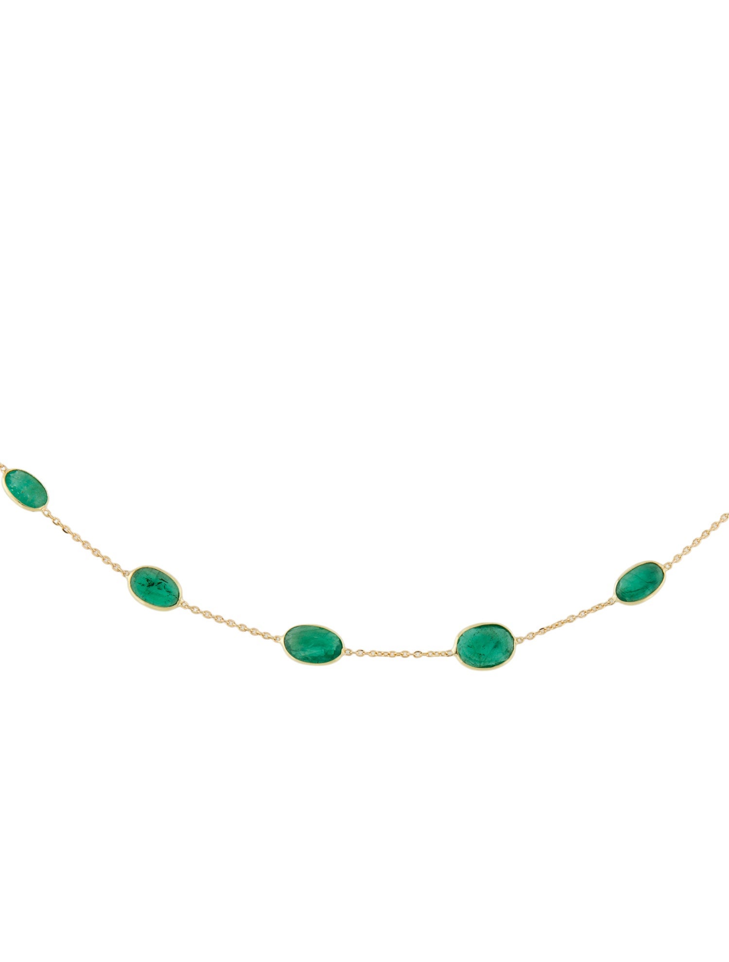 Necklace 18K 6.72ctw Emerald Station Necklace