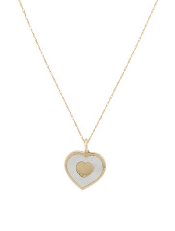 Necklace Pendant 14K Mother of Pearl Heart
