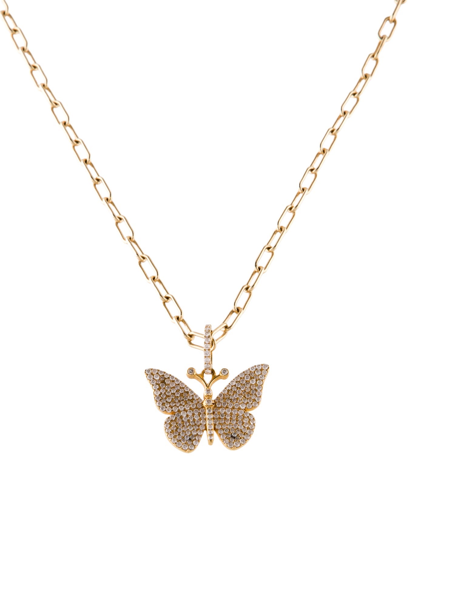 Necklace 18K Diamond Pave Butterfly Pendant