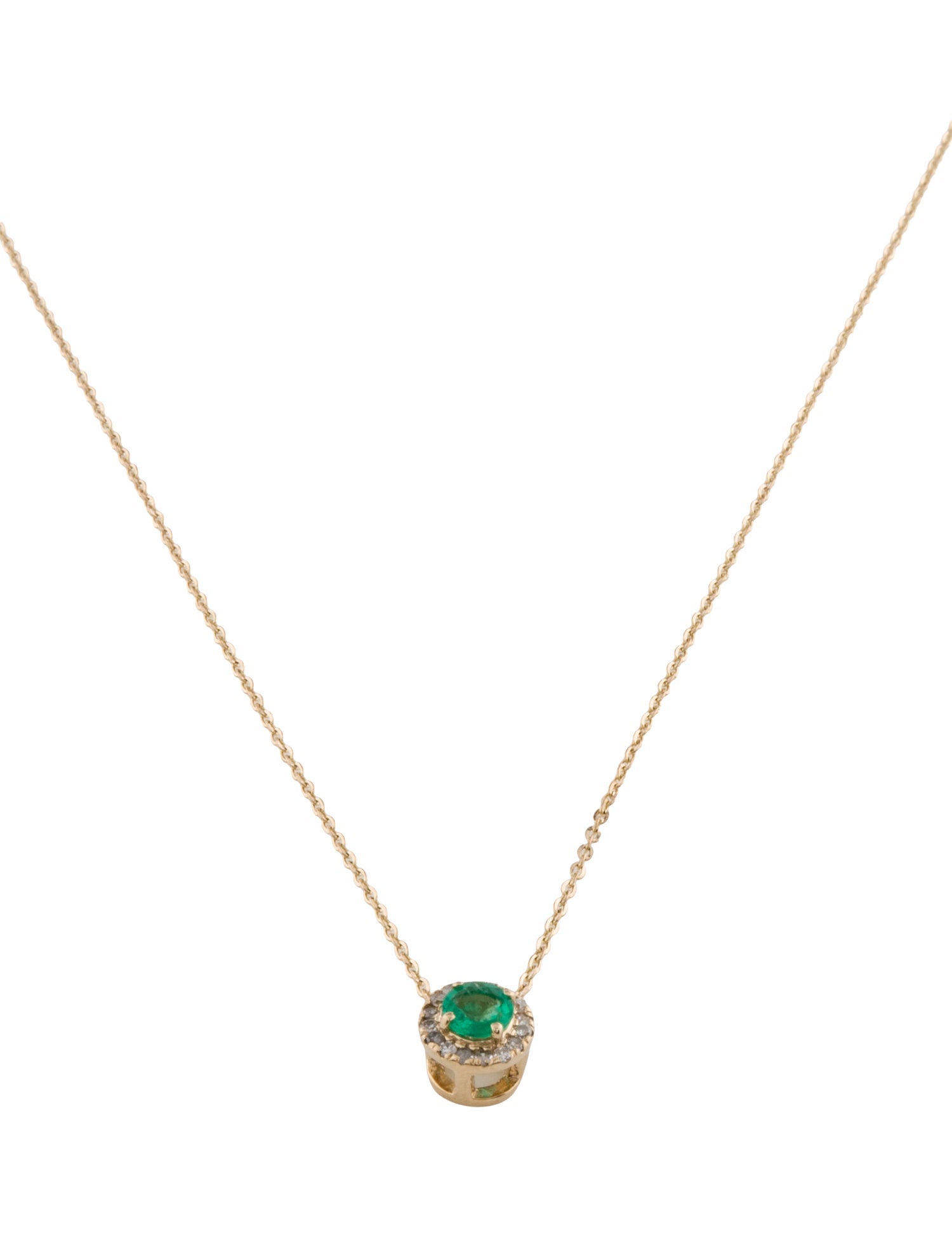 Necklace 14K Emerald & Diamond Halo Set
