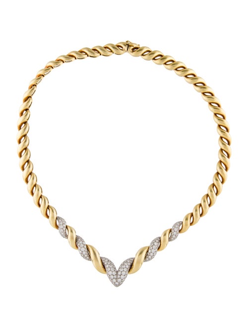 Necklace 18K 4.50ctw Diamond Twisted Link Collar Necklace