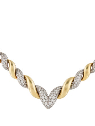 Necklace 18K 4.50ctw Diamond Twisted Link Collar Necklace