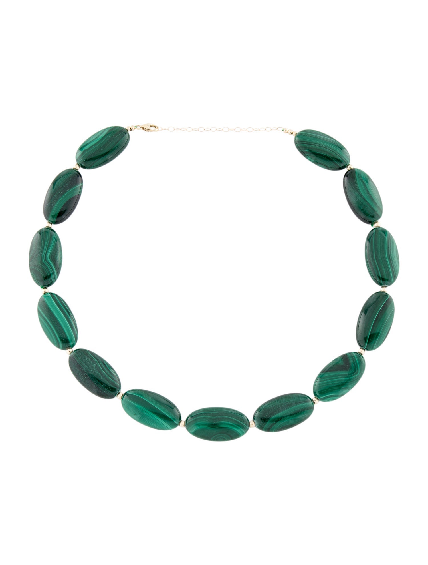Necklace 14K Malachite Bead Strand Collar Necklace